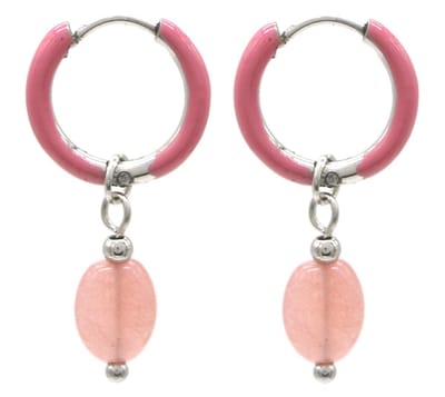 Dielay - Oorringen met Amethist - RVS - 1x2,5 cm - Zilverkleurig