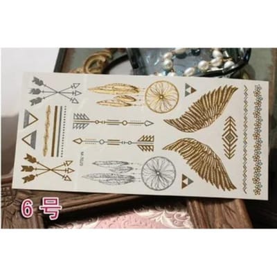 1 pièce Style Été Homme Femme Art Corporel Or Métallique Autocollant Tatouage Chaîne Bracelet Faux Bijoux Étanche Tatouage Temporaire gray
