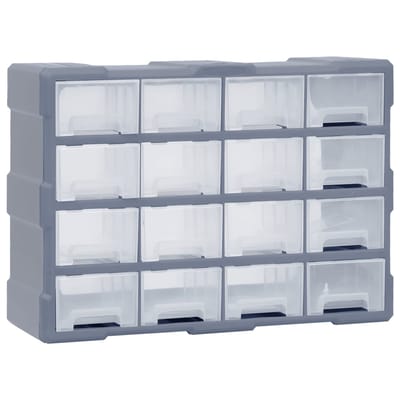 vidaXL - Organiser - met - 16 - medium - lades - 52x16x37 - cm