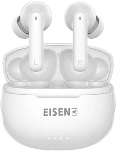 EISENZ Draadloze Oordopjes Bluetooth 5.3 met ENC Microfoon – True Wireless Earbuds met Diepe Bass, Touch Control, IPX4 Waterdicht – Wit | EISENZ Wireless Earbuds Bluetooth 5.3