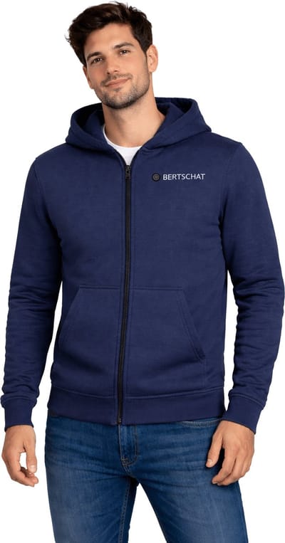 Verwarmd Vest - Heren | Verwarmde Hoodie | Vijf Verwarmingszones | Marineblauw | Incl. Powerbank | S