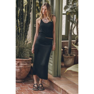 Mikuta The Black Long Slip Skirt Maat: M | Maxi Rokken Outlet | Dames | Zwart