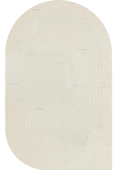 Layered Circular Bone White Vloerkleed - 220 x 350 cm - Ivoor - Organisch - Wol - Eetkamer, Woonkamer, Slaapkamer - Geometrisch, Effen - Scandinavisch, Modern