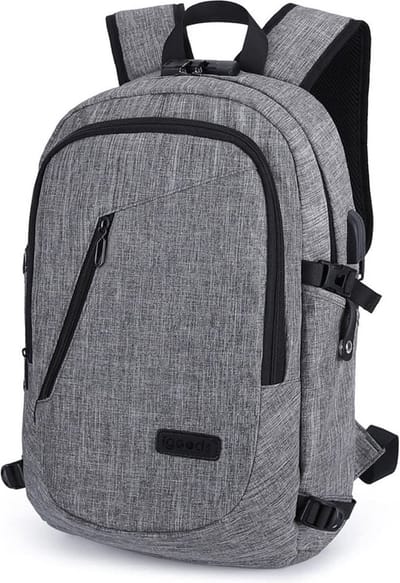 IGOODS - USB Computer Rugtas met Lader - Waterdicht - met sleutelcode - 15,6 inch - Grijs