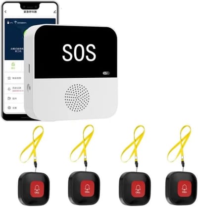 Noodknop Ouderen - Alarmknop Zorg - Veilig Thuis - Real-time Monitoring - 100m Bereik - Wit