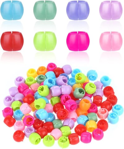 Famanu - 100 Stuks Kleurrijke haarkralen en parelclips, haaraccessoires voor meisjes/kids