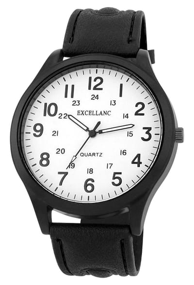 EXCELLANC Herenhorloge lederimitatie Mineralglas