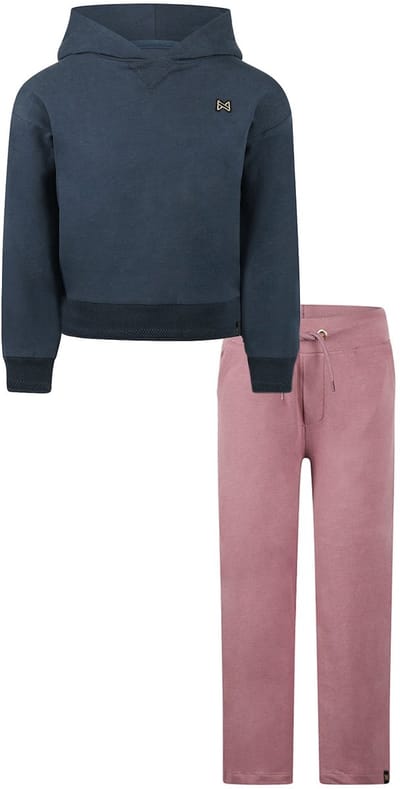 Koko Noko - Basic collection - Biologisch katoen - Kledingset - 2 delig - Joggingbroek Mauve - Sweater Navy - Maat 92