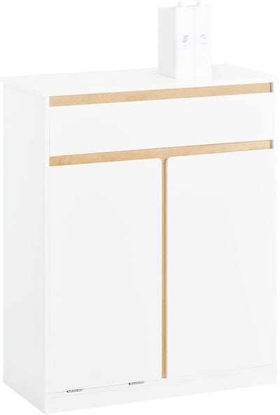 SoBuy Onderkast Badkamer – Met Lade & Uitneembare Waszak – 71 x 33 x 85 cm – Wit