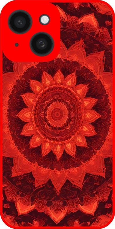 Smartphonica Telefoonhoesje Geschikt voor iPhone 13 met rood mandala opdruk - TPU case red mandala design - rood geschikt voor iPhone 13