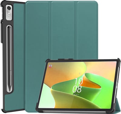 Hoesje Geschikt voor Lenovo Tab P11 Pro - Dun & Stevig - Trifold Bookcase - Hard Cover Case - Met Uitsparing Geschikt voor Lenovo Pen - Hardcover Book - Tablet Hoes - Donkergroen