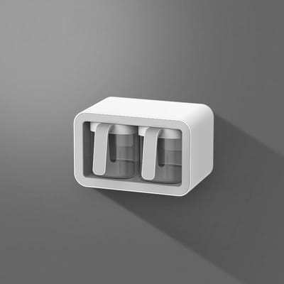 Kruidenbox Wandmontage Multi-Vak Kruiden Opbergcontainer Keuken Kruidenpot Combinatie 2 Container Gray with 2 Spoons gray