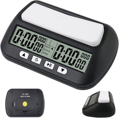 Schaaktimer Digitaal - Spel Klok - Spel Tijd Bewaken - Meerdere Functies - 14 x 8.8 x 4.5 cm - Zwart