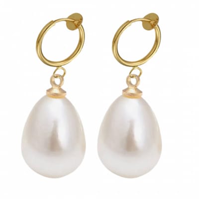 Klem oorbellen- Celina- Synthetische parel -druppel- goudkleurig- geen gaatje-Charme Bijoux