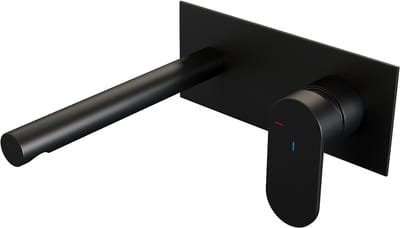 Brauer Black Edition inbouw wastafelmengkraan met rechte uitloop en afdekplaat model C1 mat zwart