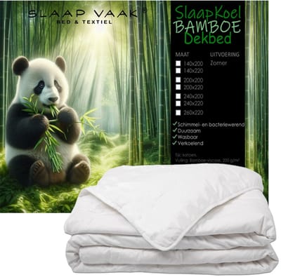 SlaapVaak SlaapKoel Bamboe Zomerdekbed - 100% Bamboe - Verkoelend Zomerdekbed - Antibacterieel - Duurzaam - Wasbaar - Eenpersoons - 140x200 cm