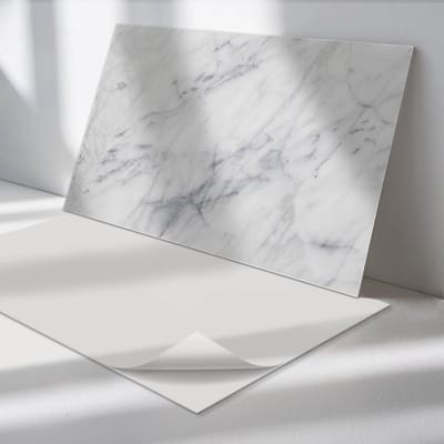 Wallfluent Vinyl Wandpaneel - Marmerpatroon met aderen Vinyl Wandbekleding - 100 cm x 50 cm - Wit PVC wandpaneel - Verpakking van 1 stuk - Rechthoekig Wandbekleding Vinyl - Texturen Wandpaneel - Zelfklevend Muurpaneel - Wandpaneel Keuken en Badkamer