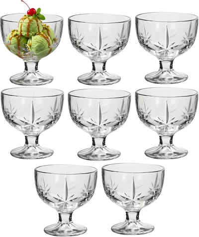 Alessandro ijscoupe Fiji - 8x stuks - glas - kristal - 270 ml - 10 x 10 x 10 cm - ijs schaaltjes