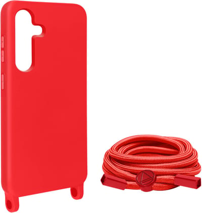 Avizar Hoesje Geschikt voor Samsung Galaxy S24 Serie Corda met Ultra Sterk Nekkoord, Rood