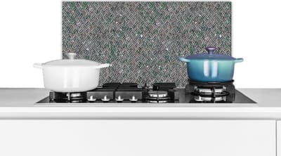 Spatscherm keuken 60x30 cm - Kookplaat achterwand IJzer - Platen - Patroon - Muurbeschermer - Spatwand fornuis - Hoogwaardig aluminium