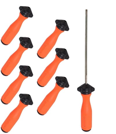 Zaagvijlen Set - Ronde Vijlen - Kettingzaag Onderhoud - Ergonomische Greep - 8 Stuks - Grijs