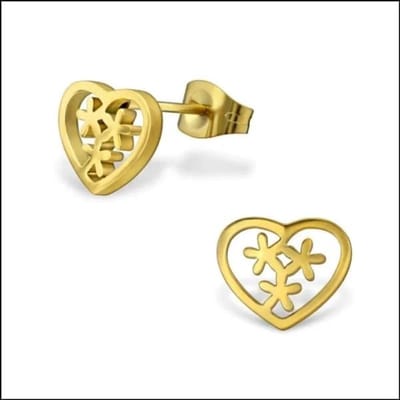 Aramat Jewels | Oorbellen | RVS Bloemen Oorbellen Diverse Kleuren - Bloem Oorstekers | Goudkleurig-10x8mm | |7mm | Staal | Kinderen, Volwassenen | Verkleurd niet