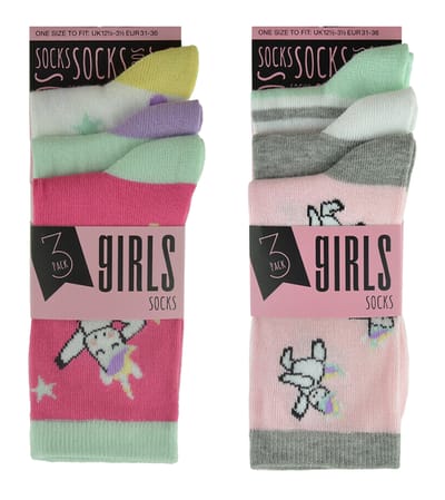 Set van 6 pastelkleurige eenhoornsokken voor meisjes - Roze