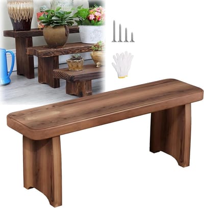 Houten tuinbank - Buitenbank bankje - Planten displayrek - Carbonisatiebehandeling hoge temperatuur - 24-59 inch - Niet gespecificeerd