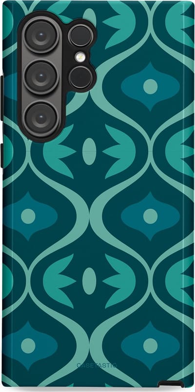 Casetastic hoesje geschikt voor Samsung Galaxy S23 Ultra - Dubbellaagse bescherming - Decoratief Blauwgroen - Fashion Case - Petrol