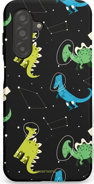 Casetastic hoesje geschikt voor Samsung Galaxy A26 - Dubbellaagse bescherming - Dino in de sterren - Fashion Case - Zwart Groen