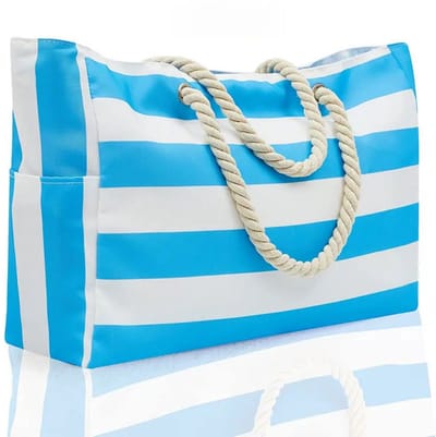 Livano Strandtas - Ibiza - Tas - Tote Bag - Shopper - Hemelsblauw - Met Rits