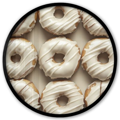 Poster in lijst Rond - Fotolijst 40x40 cm - Posters - Donuts - Chocolade - Wit - Beige - Ronde posterlijst zwart - Decoratie - Wanddecoratie woonkamer - Muurdecoratie slaapkamer