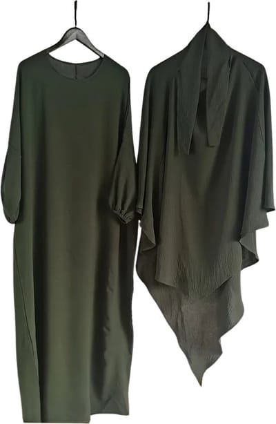 Bovista Islamitische Kleding - Djellaba Dames - Moslim Kleding - Arabisch Dames Kaftan - Alhamdulillah - Legergroen