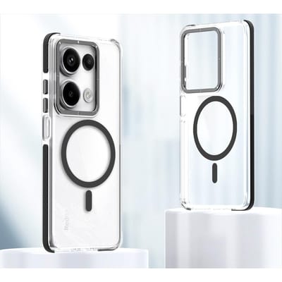 Luxe Schokbestendige Magnetische Transparante Hoes voor Redmi Note 14 13 12 Pro Plus 4G 5G Magsafe Cover voor Xiaomi PocoX7 Pro 14T Pro Fundas For Note 13 Pro 4G gray