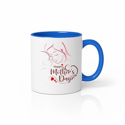 Moederdag Mok Wit met Blauw Handvat en Binnenkant - Stijlvol Cadeau voor Nieuwe Mama's - Koffie en Thee Beker