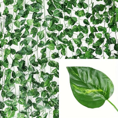 12 stuks Zonbestendige En Niet-Verkleurende Klimopranken Bladeren, Kamer, Tuin, Kantoor Decoratie, Vakantiefeest Groen Blad Bloemen Slingers Muurdecoratie