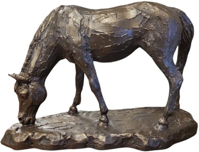 Grazend paard - 29x19x12 cm - Neolith - Brons kleurig - Dieren beeld
