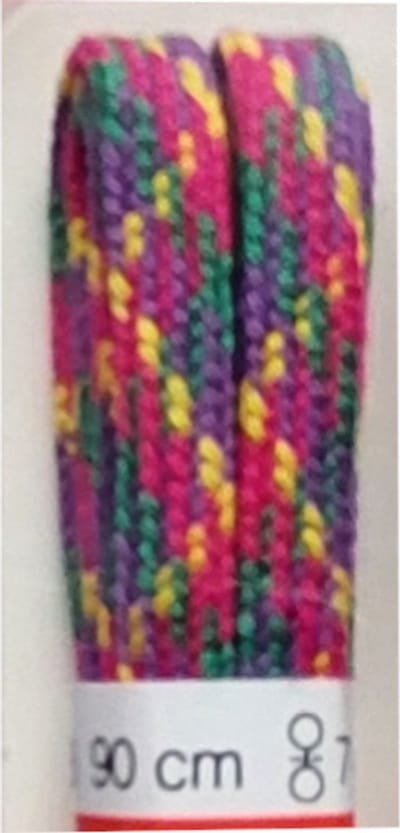Ronilux Veter - Lila/Rood/Geel/Groen - Meerkleurig - Plat - Lengte 90 cm - Breedte 6 mm - Schoenveter