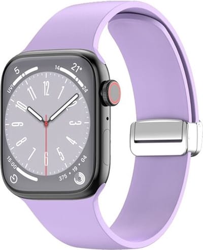 By Qubix - Geschikt voor Apple Watch bandje - Siliconen bandje - Folding Buckle - Paars - Geschikt voor Apple Watch 44mm / 45mm / 46mm / 49mm (Ultra 1,2 en 3) - siliconen sport bandje - smartwatchbandje