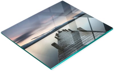 Multifunctionele decoratieve keukenplank van gehard staal met afbeelding van een steiger aan het meer, 60x52 cm