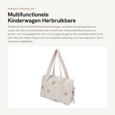 Dailygoods- Luiertas Multifunctioneel - Katoenen Doek - Ritsvak - Duurzaam - Opbergtas - Geschikt voor Moederdag - Wandelwagentas