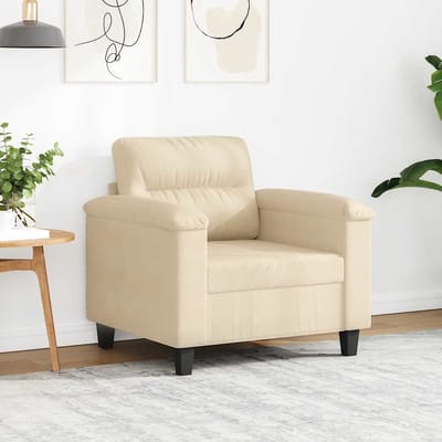 vidaXL - Fauteuil - 60 - cm - microvezelstof - crèmekleurig