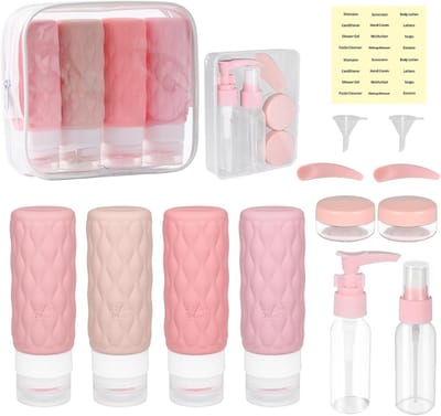 Famanu – Siliconen Reisflesjes 100 ml - Navulbaar Siliconen Reis Knijpfles - Lekvrij Reisflessen - BPA-Vrij Travel Bottle Set voor Shampoo - Lotion - Conditioner - en Douchegel