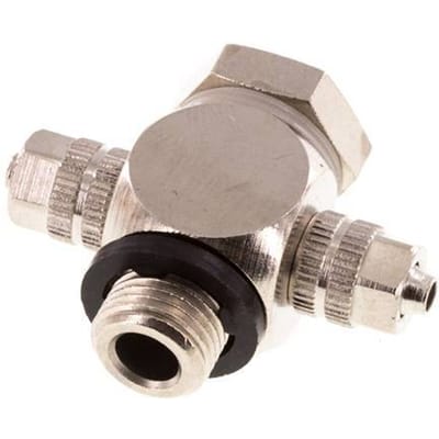 4.3x3 & G1/8" Vernikkeld Messing Banjo Tee Opsteek Fitting met O-ring [10 stuks].