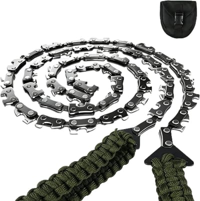 Handkettingzaag - draagbaar - veelzijdige draadzaag - handzaag van staal - paracord - roestvrije klapzaag - takken en bomen - survivalzaag - camping - padvinder - jacht - 109 cm