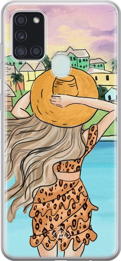 Casimoda® hoesje - Geschikt voor Samsung A21s - Sunset Girl - Backcover - Siliconen/TPU - Multi