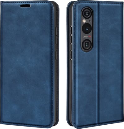 MobyDefend Hoesje - Geschikt voor Sony Xperia 1 VI - Luxe Wallet Bookcase (Magnetische Sluiting) - Blauw