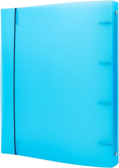 Transparante A4 4-ring binder hoes van zacht PVC voor navulbare notitieboeken met matte afwerking voor stempels en stansopslag - Blauw