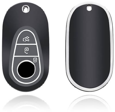 Autosleutel Hoesje geschikt voor Mercedes - Sleutelcover - TPU Cover Sleutelhoes - Accessoires - zwart