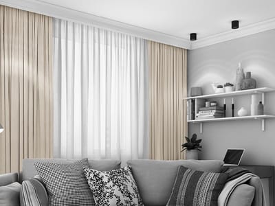 Maroyathome LEMONI - Gordijn - Verduisterend - met Plooiband - kant en klaar - 150 x 250 cm - 150 cm breedte en 250 cm lengte - Chroom Wit - 1 Stuk